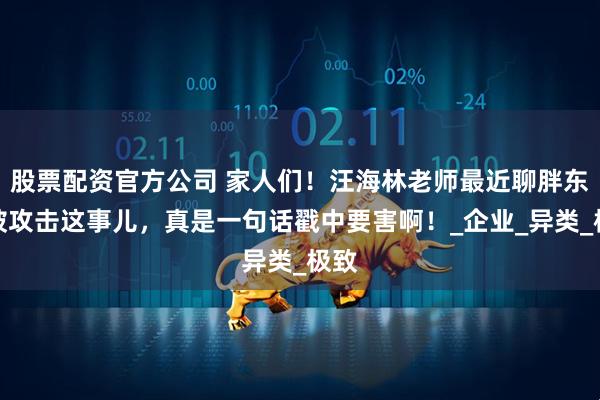 股票配资官方公司 家人们！汪海林老师最近聊胖东来被攻击这事儿，真是一句话戳中要害啊！_企业_异类_极致